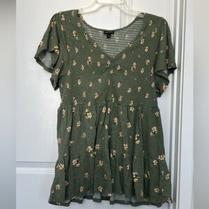 Floral Green Women's Top